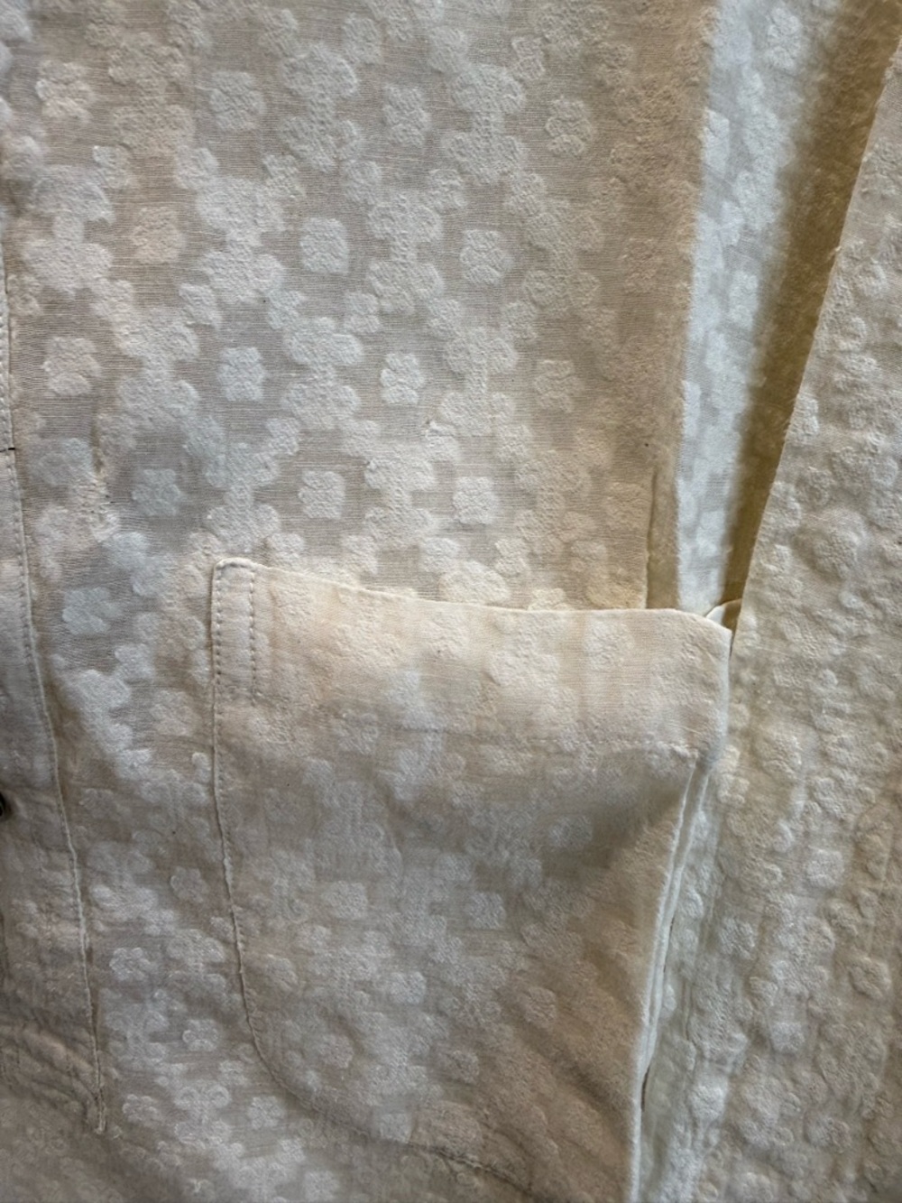 Men’s Fabindia Cream Embossed ethnic Cotton silk kurta and churidar pajama - Picture 3 of 11